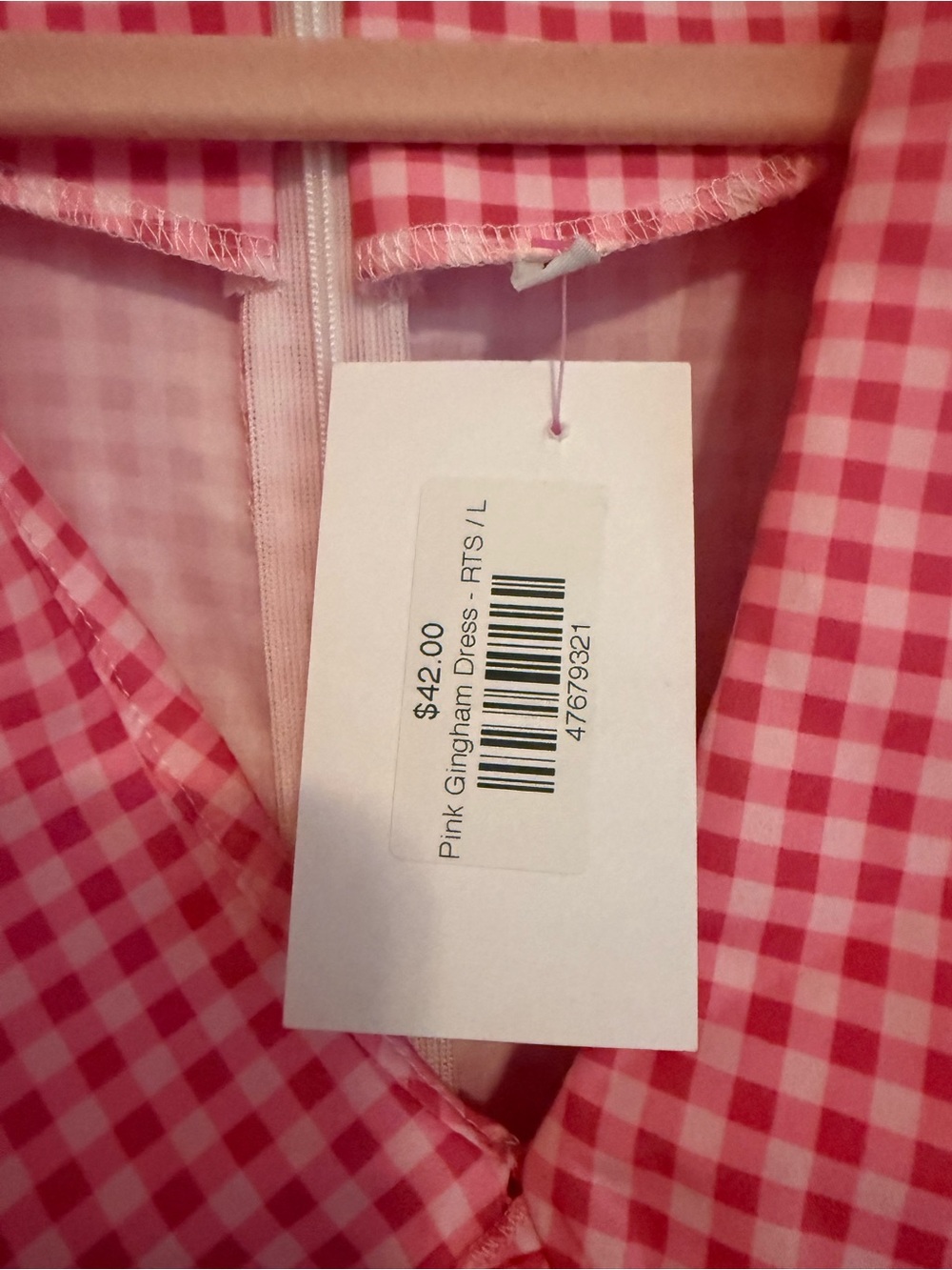 Pink Gingham Ruffle-Trim Mini Dress - Picture 3 of 3